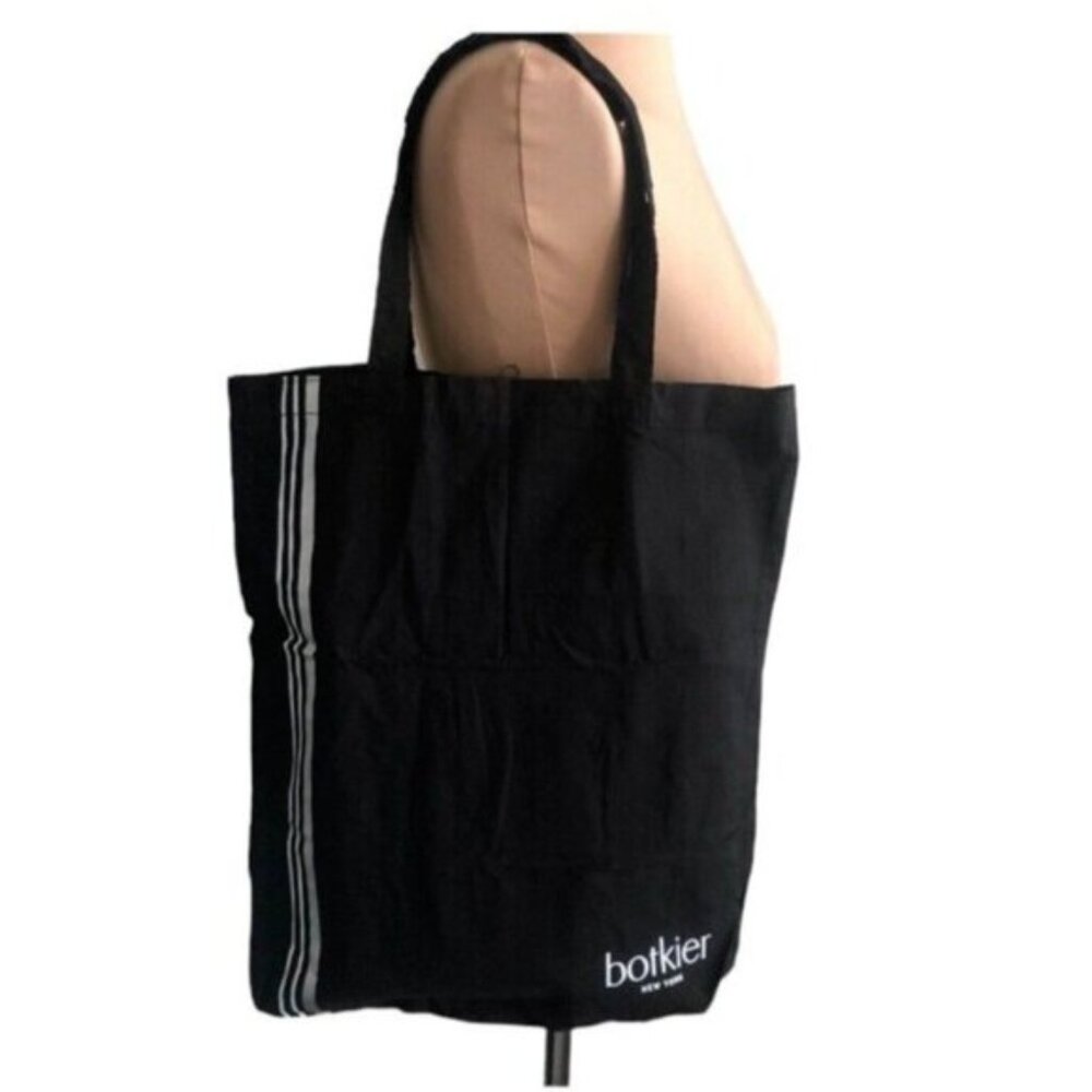 Botkier Fabric tote black silver stripe dust bag H-17” x W-15” NEW